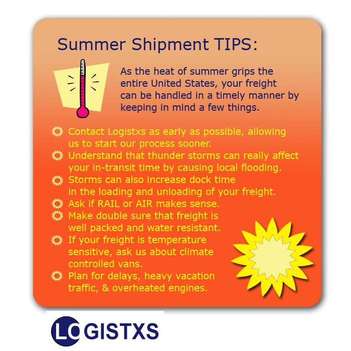 Summer shipment tips